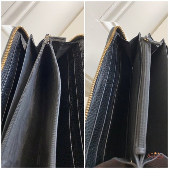 Authentic GUCCI Black Pebbled Leather Double G Metal Zip Around Long Wallet - Picture 11 of 13